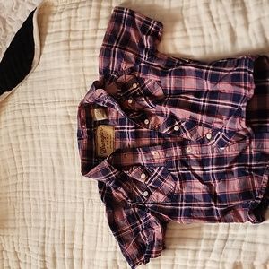 BOYS 2T 3T Wrangler Retro short sleeve pearl snap cowboy shirt